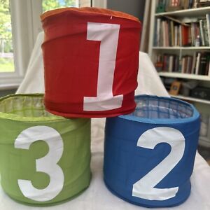 IKEA KUSINER Kids Toy Storage Boxes / Bins numbers foldable  7" x 7” set of 3
