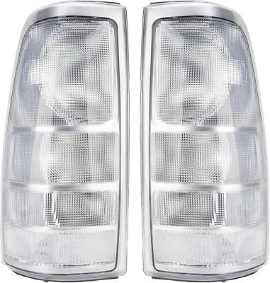 Pair White Clear Tail Lights For 1999-2007 GMC Sierra 1500 2500 3500 Truck LH RH - Image 1 of 4