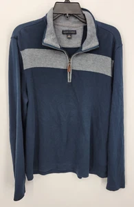 Banana Republic Pullover Herren mittelblau grau gestreift Viertelreißverschluss Strickpullover - Bild 1 von 8
