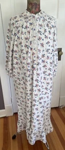 90’s Does 1930’s Flannel Nightgown Lace Trim Ruffle Cottagecore Floral Size M - Picture 1 of 15