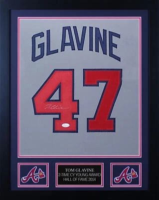 Tom Glavine Autographed & Framed Atlanta Braves Gray Jersey JSA COA - Image 1 of 4