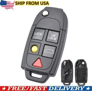 Auto Remote Flip Key Fob Shell Case Replacement For Volvo XC70 XC90 S60 S80 V70 - Foto 1 di 5