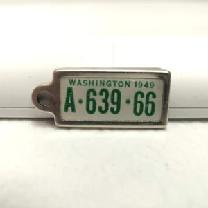 RARE VTG DAV Disabled Veterans Mini License Plate Key Chain Ring WASHINGTON 1949 - Picture 1 of 2
