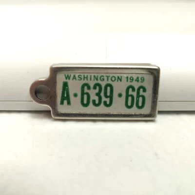 RARE VTG DAV Disabled Veterans Mini License Plate Key Chain Ring WASHINGTON 1949 - Image 1 of 2