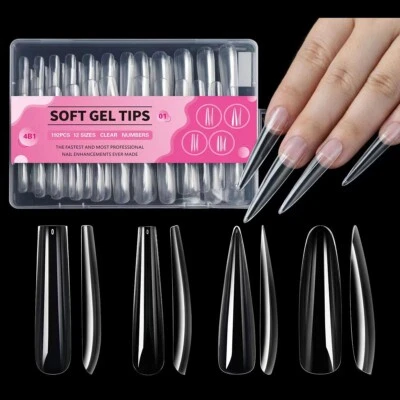 XXL Press-On Tips Mix Box 192 Stück Ballerina Stiletto Square Acryl Gel Nägel - Bild 1 von 3