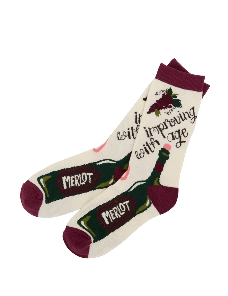 Calcetines Hatley Crew MUJERES Medianos 9-11 MEJORANDO CON EDAD Vino Uvas Merlot Rosa Foto 1 de 1