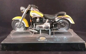 Harley Davidson Motorcycle Fatboy V-Twin Yellow Tyco 1995 Matchbox Diecast 1:9 - Picture 1 of 8