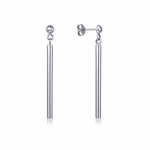 14K Weißgold Stab Ohrhänger - vertikale hängende Tropfen Damen Mädchen - Bild 1 von 3