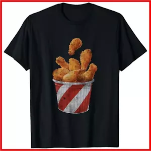 Retro National Fried Chicken Day Funny Fast Food Lover Black Cotton T-Shirt - Picture 1 of 3