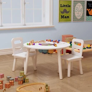 Children Table and 2 Chairs with Storage Kids Bedroom Furniture Playroom Bedroom - Picture 1 of 6