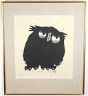 IWAO AKIYAMA "Professor Owl" Woodblock Print Signed Framed ED200 1977