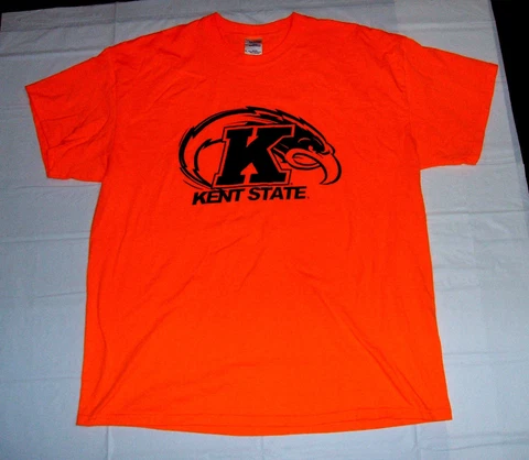 Kent State University Golden Flashes Neon Orange XL T-Shirt Bright Gildan 50/50 Cover