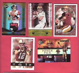 MATT RYAN GAME USED JERSEY PATCH #d27/50 + UPPER DECK & PRESTIGE 4 ROOKIE CARD - Picture 1 of 2