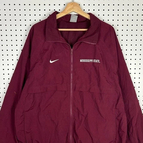 Vintage Mississippi State Bulldogs MSU Windbreaker Jacket Full Zip Maroon Sz XL Cover