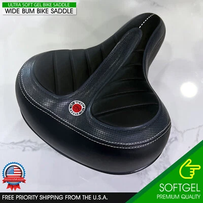 Gel Bike Saddle Wide Seat Cushion Soft Comfy Big Bum Pad Cruiser Bicycle E-Bike - Image 1 of 4