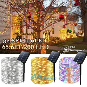 100/200 LED Solar Fairy String Light Copper Wire Outdoor Waterproof Garden Decor - Picture 1 of 47