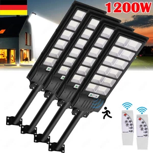 4x 1200W Solar Straßenlaterne LED Bewegungsmelder Straßenlampe Solarleuchte IP65 - Imagen 1 de 9
