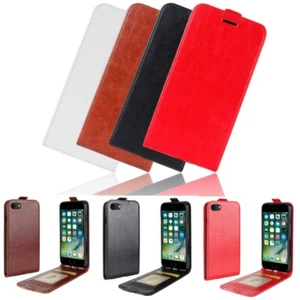 Arriba y Abajo Magnético Vertical Abatible Billetera Teléfono Funda Para iPhone 7 8 Plus SE - Imagen 1 de 26