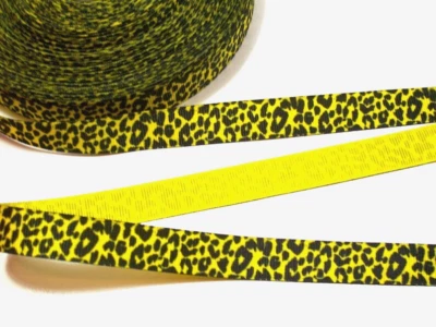 Yellow Leopard Grosgrain Ribbon 5/8" wide x 10 yds Offray Wildcat Polyester B42 - Image 1 of 4
