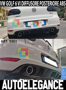 0361 SOTTO PARAURTI POSTERIORE VW GOLF 6 VI 08-12 DIFFUSORE NERO LUCIDO - Imagen 1 de 18