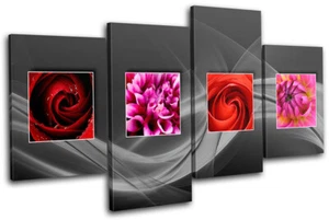 Rosa Botánica Rosa Rojo Floral LONA ARTE DE PARED Impresión de Imagen VA - Imagen 1 de 1