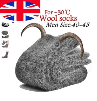 CHAO RAN UK 3 Pairs 100% Mongolia Pure Cashmere Wool Thick Mens Socks Warm Christmas 5-9