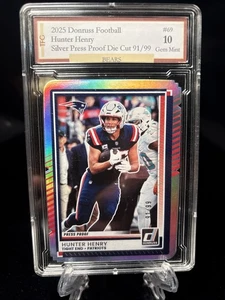 2025 Donruss Football Hunter Henry Silver Press Proof Die Cut 91/99 #69 GEM 10 - Picture 1 of 2