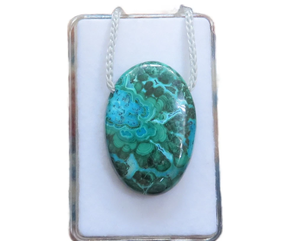 Großer Malachit Chrysokoll Cabochon Anhänger quer gebohrt Nr. 4851 - Bild 1 von 1