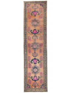 Alfombra de corredor oriental tribal envejecida hecha a mano cocina pasillo decoración 3'6X14'8 pies - Imagen 1 de 11
