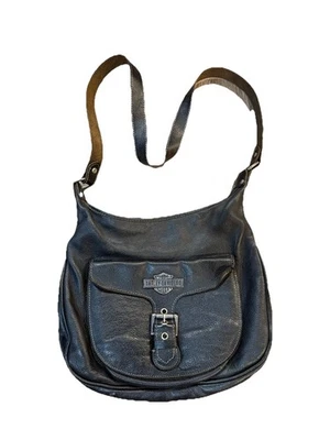   Harley Davidson черная кожаная Дамская сумка сумочка через плечо логотип винтажный  - Изображение 1 из 4