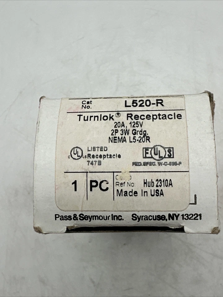 5 Pass & Seymour L520-r Turnlok Receptacle 20a 125v