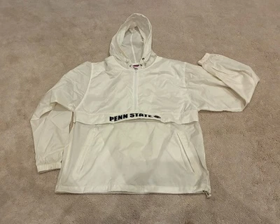 Champion Penn State 1/2 Zip White Windbreaker Pullover Jacket Hood Men’s Small - Image 1 of 4