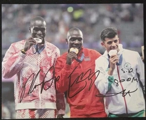 Emmanuel Wanyonyi Marco Arop Sedjati Djamel Paris Olympics Triple Signed Photo - Picture 1 of 5