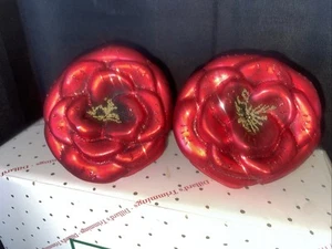 Passamaneria Dillard’s Vintage Vetro Soffiato a Mano Natale Rosa Rossa Ornamenti 2 - Foto 1 di 11