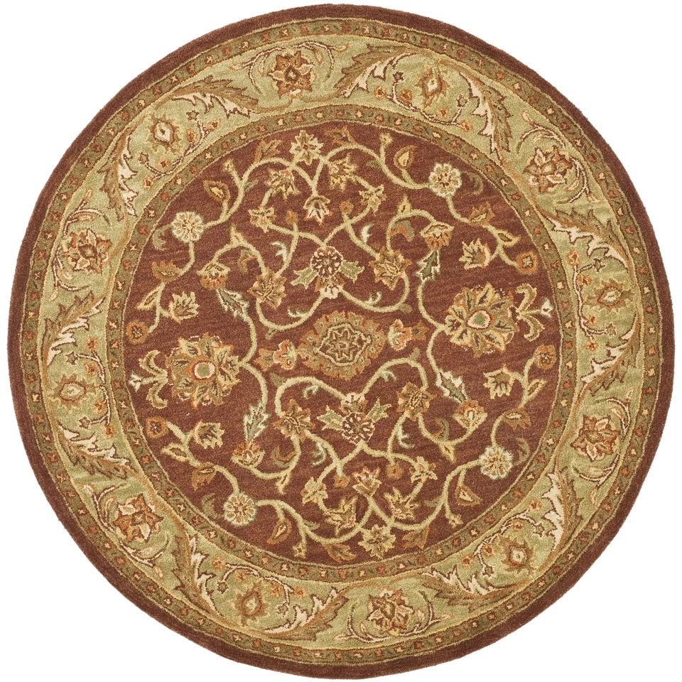 Safavieh Golden Jaipur RUST / GREEN Wool Area Rug 4' Round - Image 1 of 1