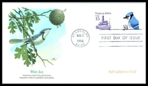 1996 Blue Jay 20c coil stamp Sc 3053 with premium Fleetwood cachet - Picture 1 of 2