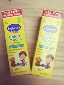 Pack Of 2 Hylands 4 Kids COLD 'N MUCUS daytime homeopathic 5 fl oz EACH - Picture 1 of 8