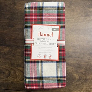 POTTERY BARN FLANNEL STEWART PLAID ORGANIC CRIB FITTED SHEET - Picture 1 of 14