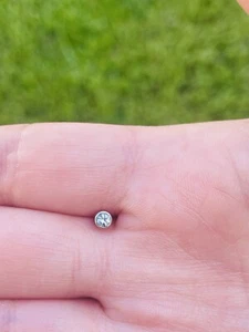 Dermal Anchor Top Basel Settling 14k massiv Weißgold rund Blue Sky Topas - Bild 1 von 4
