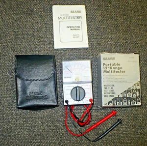 Vintage Sears Portable 12 Range Multitester 452.5201 w/ Test Leads - Tested - Picture 1 of 7