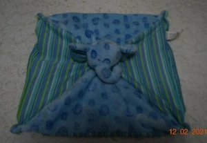 KELLYTOY Elephant Rattle Security Blanket Lovey Blue & Green Swirls & Stripes - Picture 1 of 3