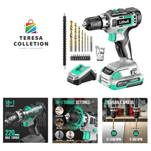 Cordless Drill Set, 20V Max Power Drill Cordless Set, 3/8” Keyless Chuck, 18+... - Picture 1 of 8