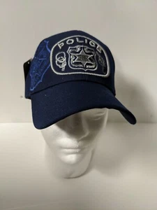 Police Baseball Cap Hat Embroidered Navy Blue Hook & Loop Adjustable NWT - Picture 1 of 8