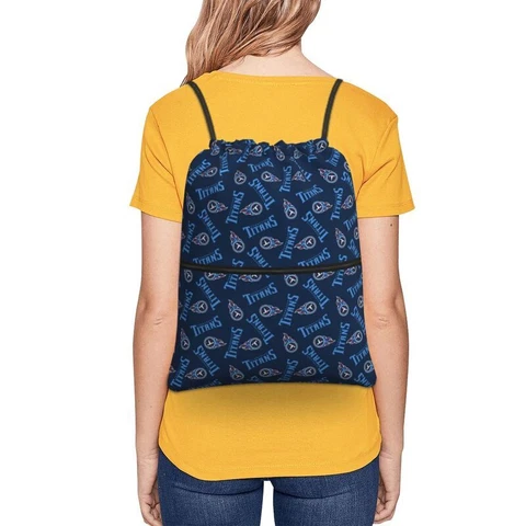 Tennessee Titans Fans Drawstring Zipper Backpack Waterproof Travel Backpack Cover