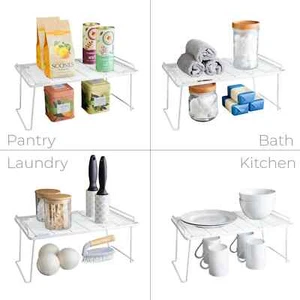Kitchen Cabinet Organiser Stackable Insert Shelf Under Storage Metal Rack Stand - Picture 1 of 20