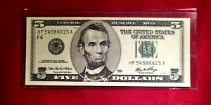 CHCU $5 FIVE Dollar "Big Head" 2006 FRN HF/A Block. RARE in this condition.. - Picture 1 of 2