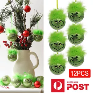 12PCS Christmas Tree The G-rinch Green Ball Baubles Hanging Party Ornament Decor - Picture 1 of 9