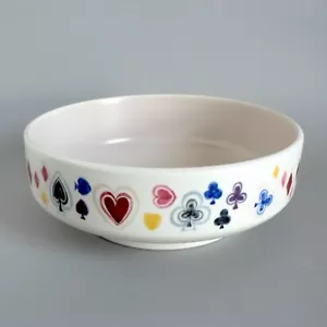 POOLE POTTERY 9" FOOTED BOWL JOHN WADDINGTON PLAYING CARDS SUITS BRIDGE POKER A1 - Picture 1 of 8