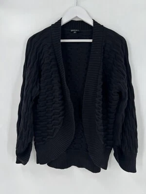 Cárdigan Suéter Lafayette 148 Mujer Mediano Negro Cable Abierto Tejido Informal Algodón Foto 1 de 4