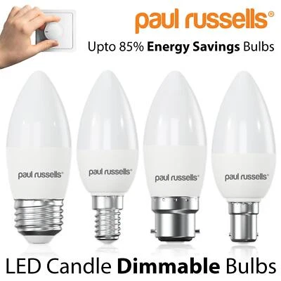 LED Dimmable Candle Bulbs 5.5W=40w Equivalent Energy Savings Warm Cool Day Light - Image 1 of 4